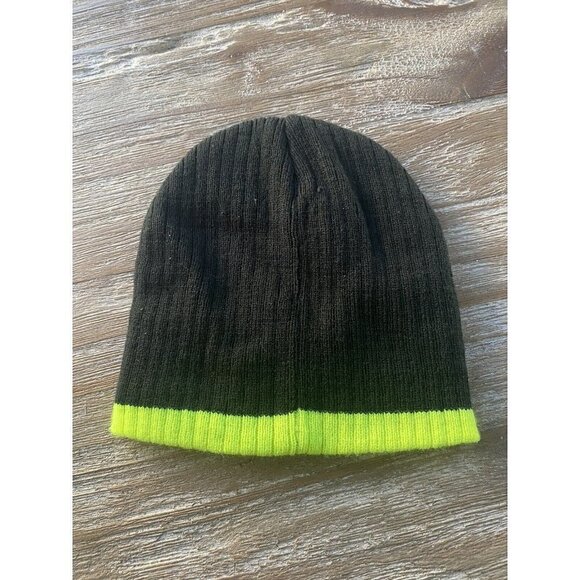 AIR JORDAN Youth Olive Green Neon Knit Beanie Hat - Picture 2 of 6